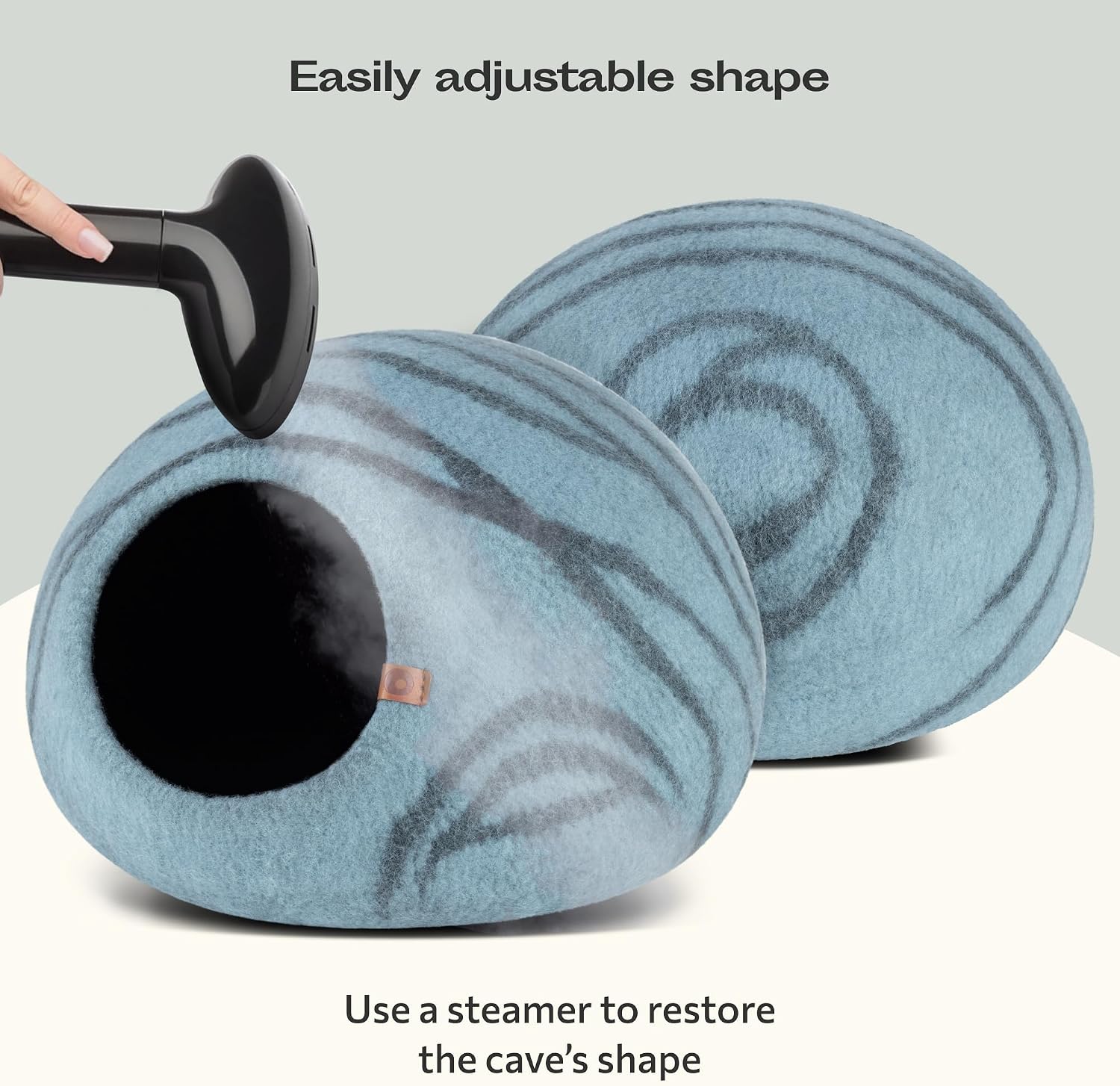Merino Wool Cat Cave Bed for Indoor Cats (Aquamarine, Medium) | Premium Handmade Felt Enclosure, Ultra Soft, Lightweight, Breathable, Adjustable Design