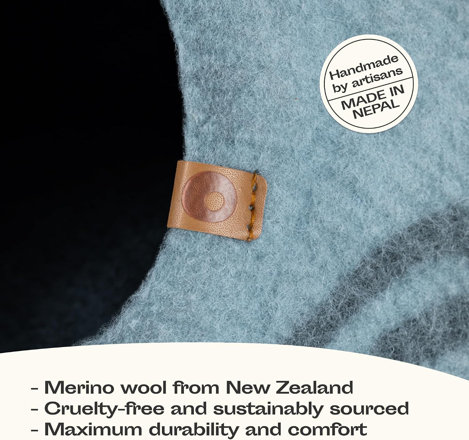 Merino Wool Cat Cave Bed for Indoor Cats (Aquamarine, Medium) | Premium Handmade Felt Enclosure, Ultra Soft, Lightweight, Breathable, Adjustable Design